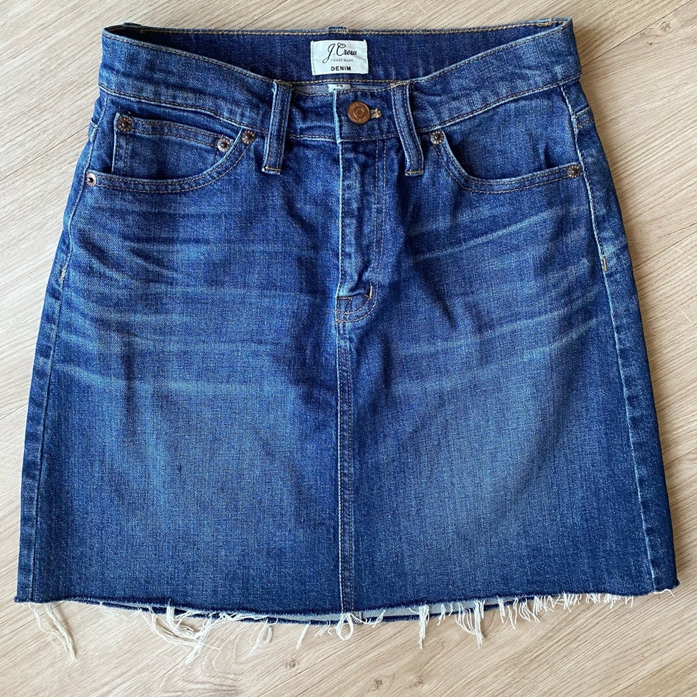 ❤️ J. Crew Denim Skirt With Raw Hem